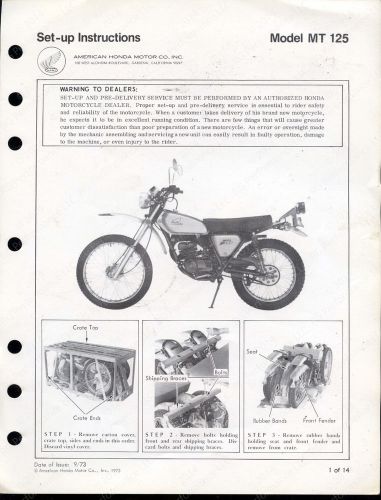Original 1974 honda mt125r set-up instructions for dealers
