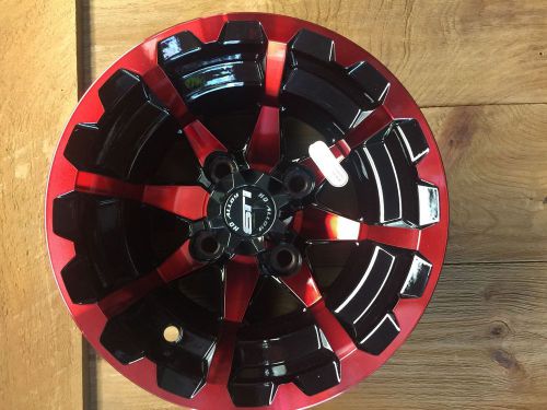 New! golf cart sti hd6 radiant wheels 10x7 3+4 offset - red / black