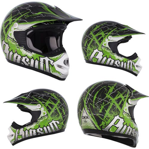 Mx helmet ckx pursuit ii tx-218 adult xsmall green atv offroad dirt bike dot