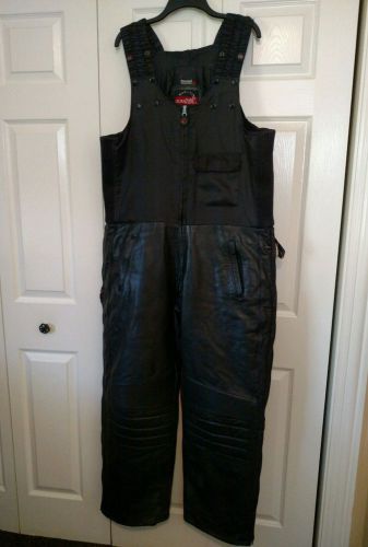 Duratrak black leather snowmobile bibs mens lg quilted ~ lined thinsulate warm