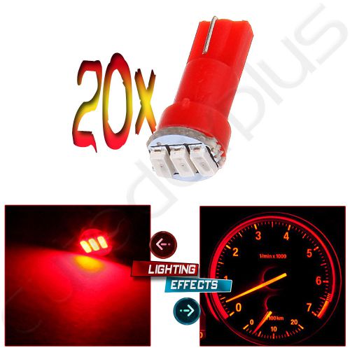 20x red t5 3-3014smd instrument dashboard wedge led car light bulbs lamp 37 73
