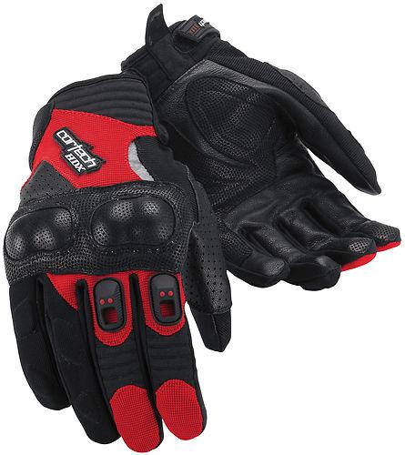 New cortech womens hdx-2 protective leather gloves, black/red, large/lg