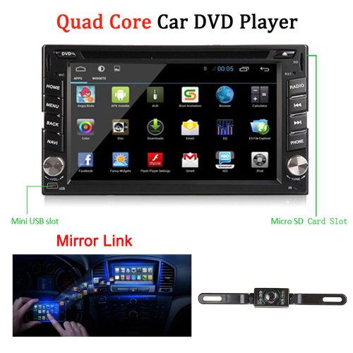 Quad core android4.4 3g wifi 6.2&#034; car radio stereo dvd player gps navi+camera