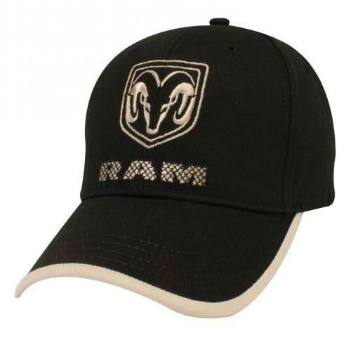 New black / gold dodge ram cotton twill embroidered hat cap w adjustable strap!