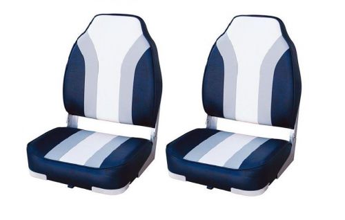 2 wise boat seats high back, navy/grey/white
