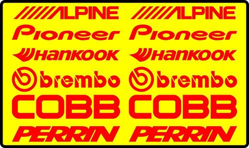 200 mm alpine, pioneer, hankook, brembo, cobb, perrin car sticker decal #sk-009r
