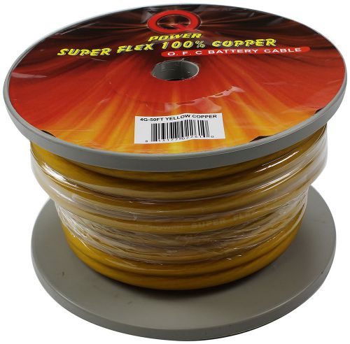 Qpower 4g50ywcopper 4 gauge 50ft 100% copper wire yellow