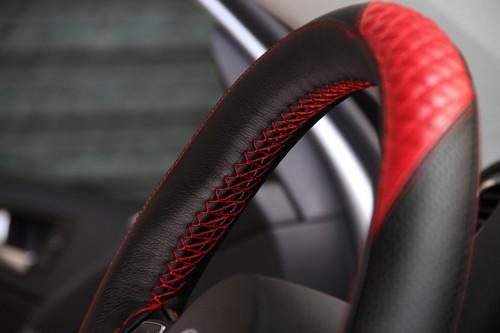 Circle cool car steering wheel wrap cover trim black+red leather 47010 sport