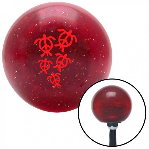 Red peace turtles red metal flake shift knob with 16mm x 1.5 insert flathead