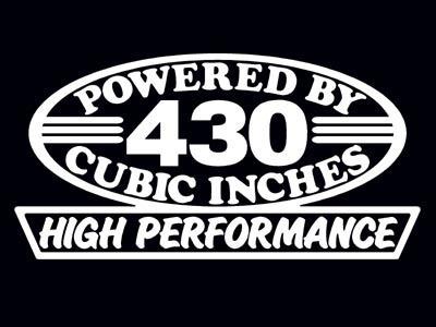 2 high performance 430 cubic inches decal set hp v8 engine emblem stickers