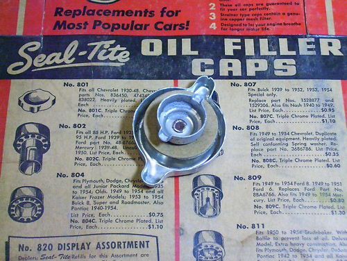 Nors 1949-54 chevrolet oil filler cap seal tite no 808