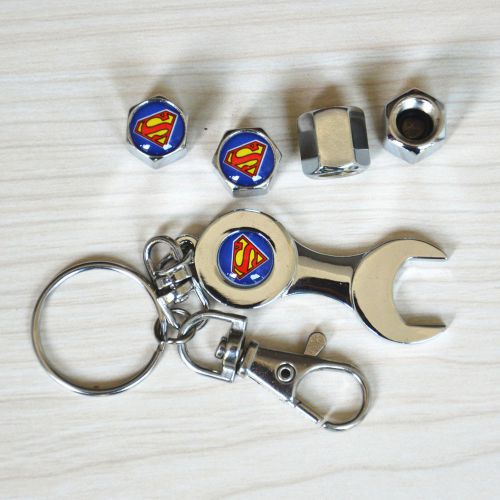 Car superman s logo tyre tire valve stem air dust cap cover wrench for audi benz