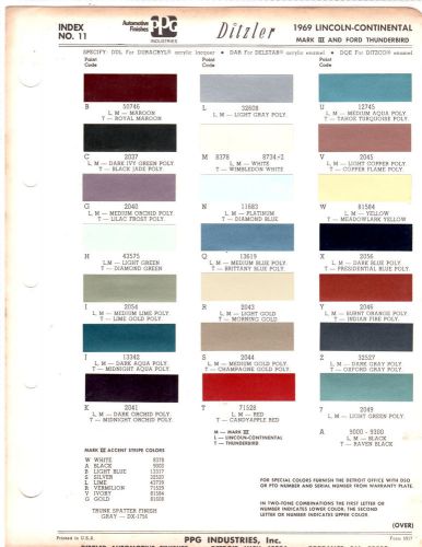 1969 ford thunderbird lincoln mark iii continental 69 paint chips ditzler 5