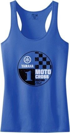 Factory effex logo womens tank top yamaha blue/black/white