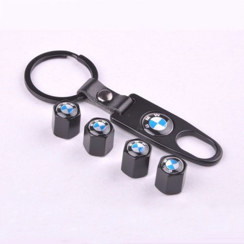 4pcs car wheel tire valves caps cover+mini wrench key chain ring for bmw use
