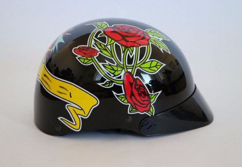 Tms dot lady rider half helmet traditional style roses removable visor large