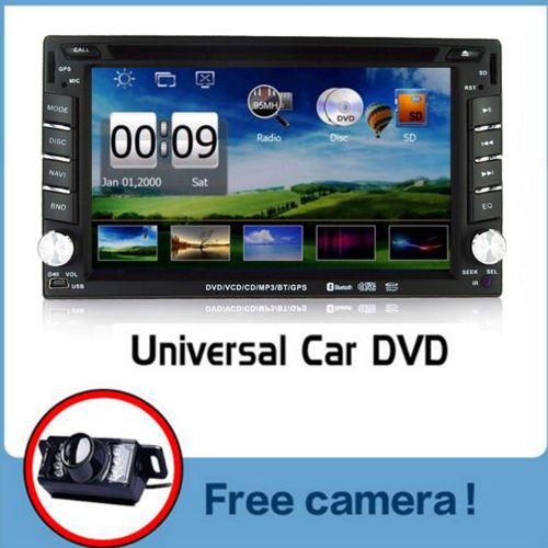 Universal 2din car radio dvd player gps navigation stereo video+rear view camera