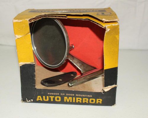 Vintage auto mirror side mount fender or door in org box new old stock