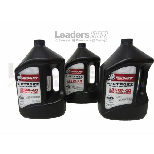 Mercury 4 stroke synthetic blend 25w-40 engine oil 92-8m0078630 case 3 gallons