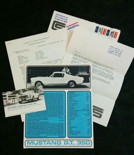 Vintage 1965 shelby mustang gt-350 gt350 cobra spec sales brochure 5pc lot ford