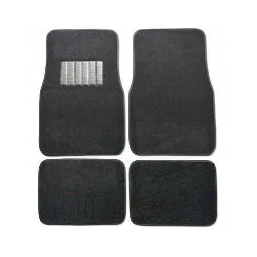 Car floor mats black premium quality carpet top rubber bottom inexpensive set 4