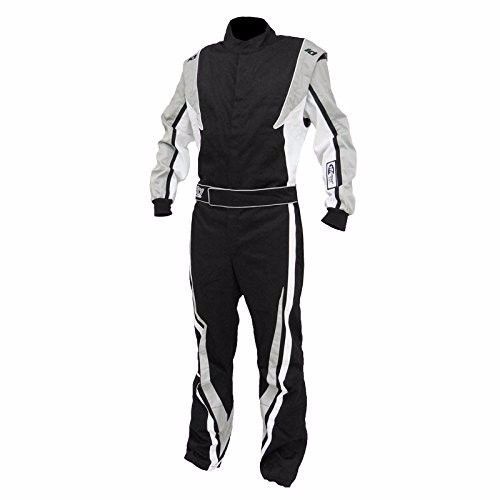 K1 race gear sfi 3.2a/1 victory auto racing suit (black/white/grey, x-small)