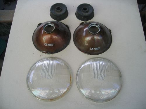 Cibie 7&#034; round vintage lead glass h-4 headlamps, circa 1970, glass excellent!