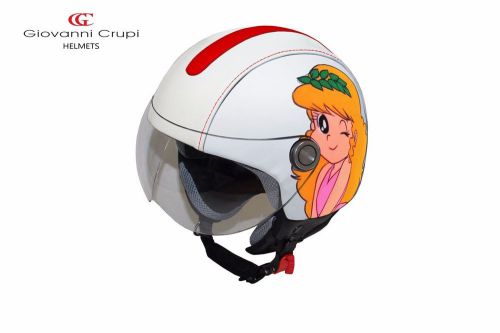 Helmet jet mock printed leather - cartoon pollon