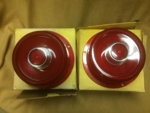 1955 ford &amp; thunderbird new tail light, lite, taillight  lenses with trim rings