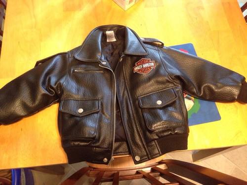 Harley davidson motorcycle biker jacket coat faux leather kid child sz~4 4t