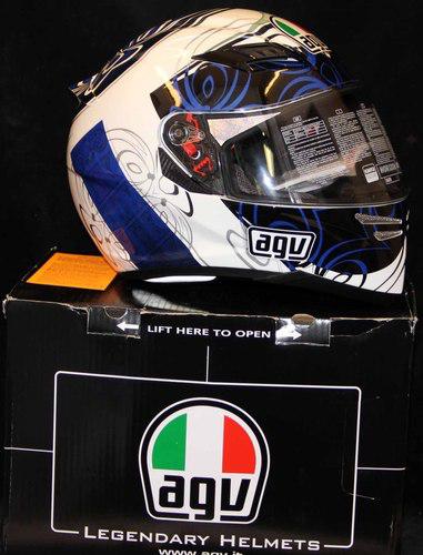 Agv motorcycle helmet hor absolute white/blue sz large - new