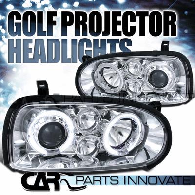 For vw 93-98 golf mk3 95-98 cabrio halo projector headlights lamp chrome