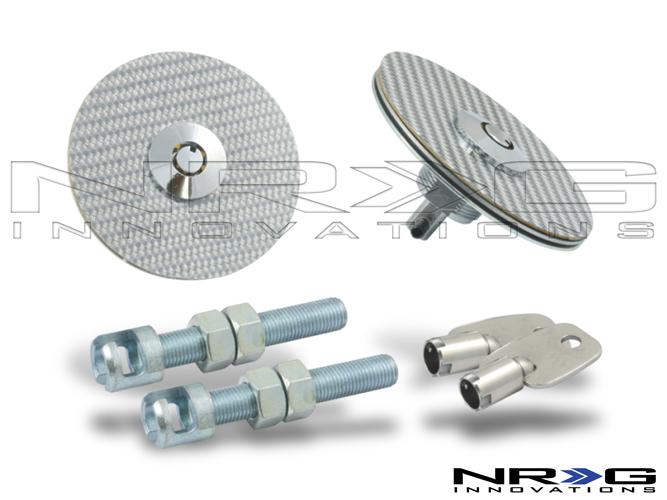 Nrg silver carbon fiber overlay hood pins with lock chl-200