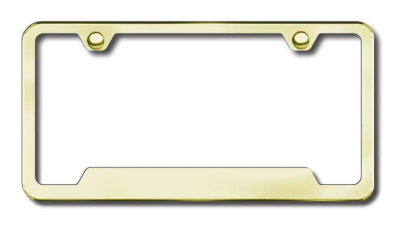 Gold cut-out wide bottom license plate frame made in usa genuine