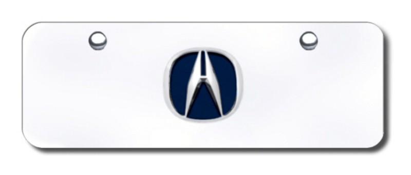 Acura chrome/blue logo on chrome mini-license plate made in usa genuine