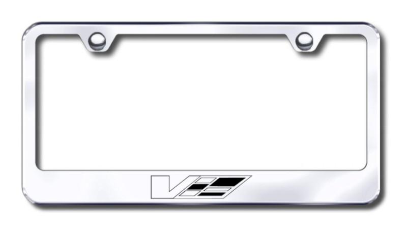 Cadillac v logo  engraved chrome license plate frame made in usa genuine