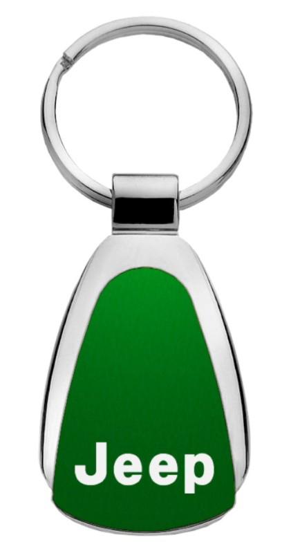 Chrysler jeep green teardrop keychain / key fob engraved in usa genuine