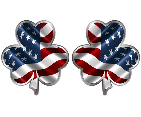 American irish shamrock decal set 3"x2.7" usa flag lucky vinyl sticker u5ab