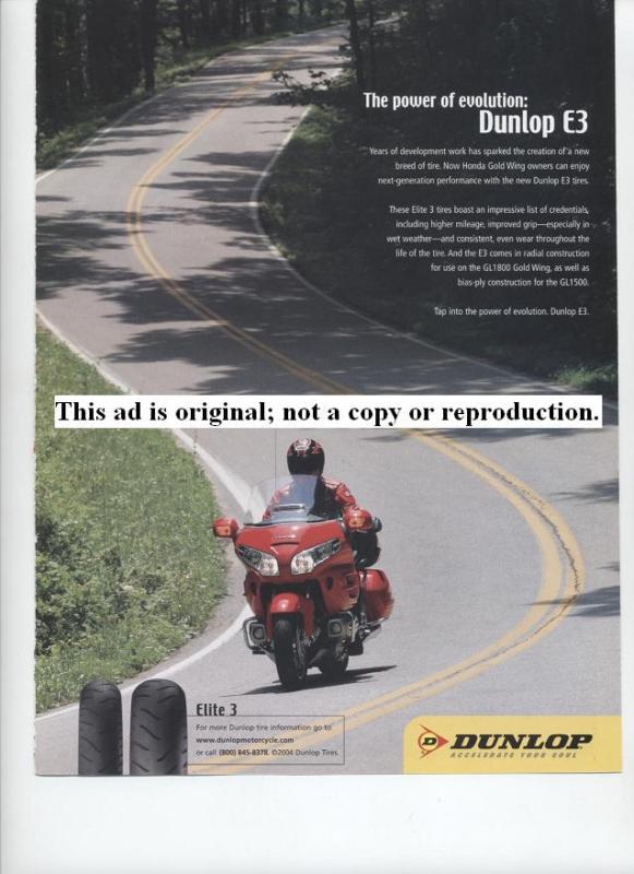 Dunlop tire ad featuring 2004 honda gold wing