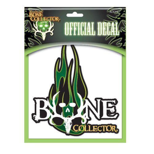 Bone collector 6" logo green flame skull vinyl decal sticker 
