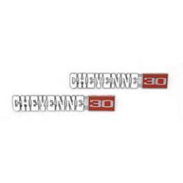 1971-1972 chevrolet truck "cheyenne / 30' front fender emblems w/fasteners