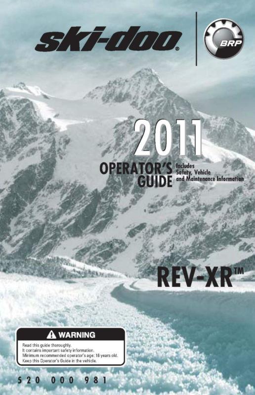 Ski-doo snowmobile owners manual 2011 rev-xr series 