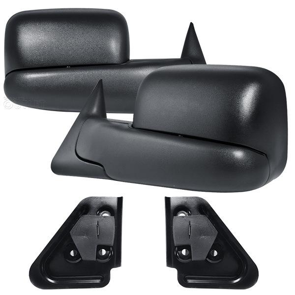 94-01 ram pickup pair towing mirror ch1320258 manual flip up ch1321258 w.adapter