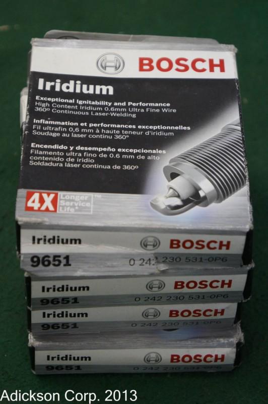 4 new in box bosch iridium 9651 spark plugs !! 4 sets of 4 available !!