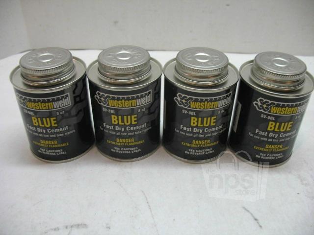 Western states mfg. co. sv-8bl 8oz fast dry tire cement blue lot of 4 cans new