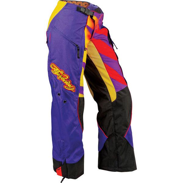 Purple/yellow fly racing kinetic inversion over the boot women's pant