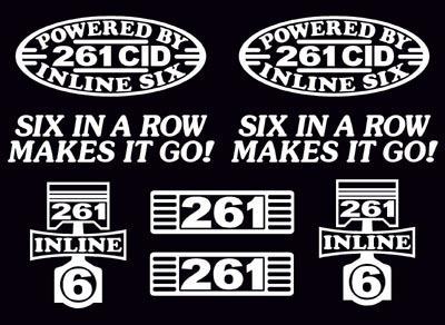8 decal set 261 cid inline 6 engine straight six emblem stickers i6