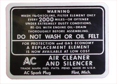1941 1942 1948 1948 buick dry style air cleaner decal