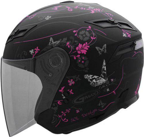 Gmax gm67 butterfly helmet black pink l/large