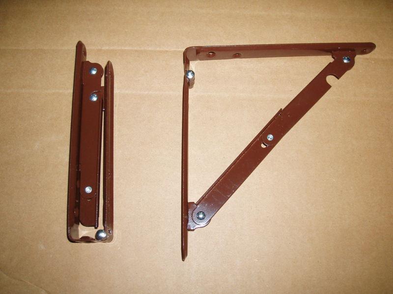 2 folding brown shelf brackets 8" rv table bracket